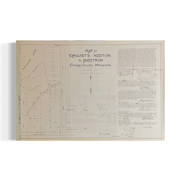 Elmquist's Addition to Lindstrom Chisago County MN Vintage Plat Map RM1